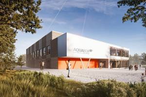 Indoor swimming pool in modular timber construction for Stuttgart